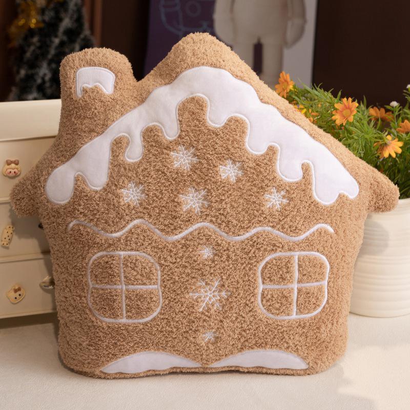 Individually Compressed Gingerbread Man & Snowflake Christmas Throw Pillow for Sofa