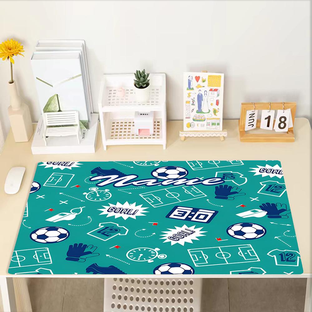 Custom Name Soccer Theme Mouse Pad, Non Slip Rubber Base, Multifunctional Office & Home Decor, Perfect for Workspace Personalization.