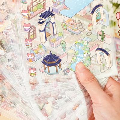 1 Sada Scény Kreslená Krajina Kniha Samolepek DIY 3D Samolepky Scéna Chaty Kapesní Samolepky Miniaturní Samolepky se Scénami Dárky k Narozeninám