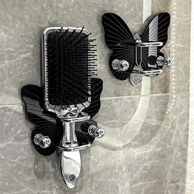 Wall-mounted Comb Holder with Hook Strong Load-bearing Self-Adhesive Simple Installation Butterfly Shape Bathroom Storage Rack