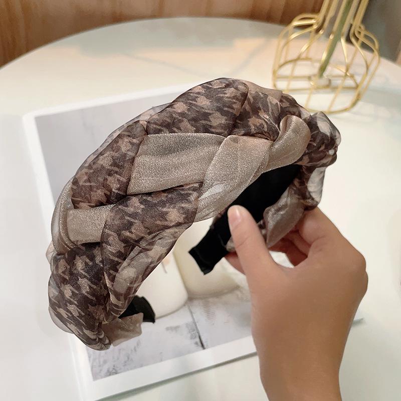 Breites Organza-Tuschemalerei-Spleiß-Flechtstirnband - High-End-Feenstil-Mesh-Design für Damen