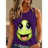 Women's Round Neck Fun Print Sleeveless Vest Summer Fashionable Comfortable Loose  Versatile Sports Leisure Vest