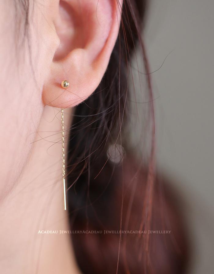14K Gold-Plated Sterling Silver Tassel Stud Earrings with Mini Beads Silver Pair
