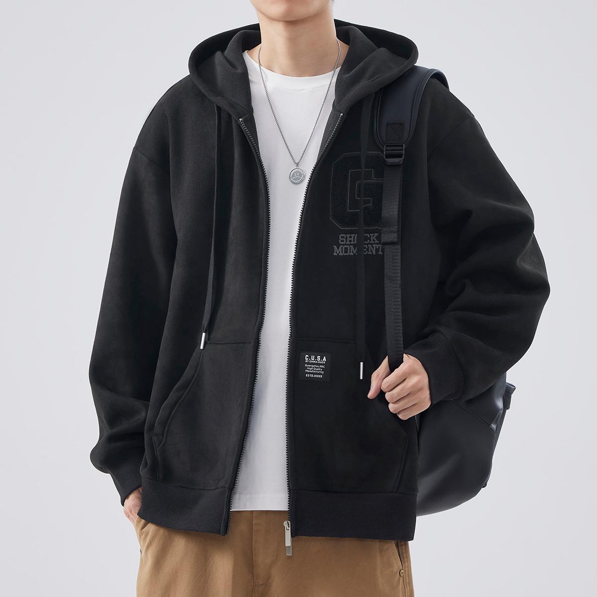 Флисовый утолщенный свитер мужской осенне-зимний американский с капюшоном австрийский — фото 4