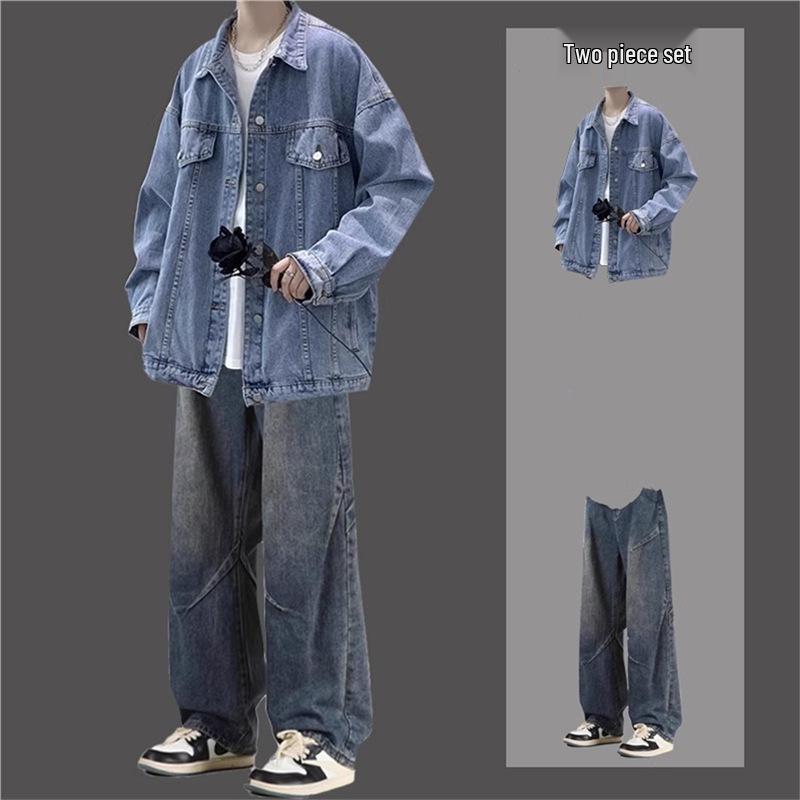 Men's Retro Denim Jacket - Trendy Spring & Autumn Casual Workwear Set for Teens