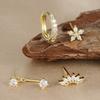 4-teiliges Set Huggie Hoop Ohrringe aus Edelstahl für Damen, Goldfarbe, Einzigartige Zirkonia Blume Ohrstecker Piercing Schmuck
