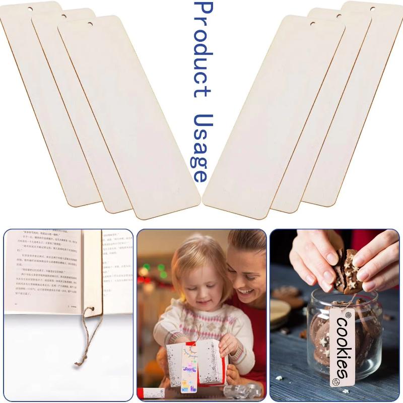 Wooden Blank Bookmarks DIY Wooden Craft Bookmarks Wooden Hanging Rectangular Blank Bookmark Decorations,Birthday Party Decoratio