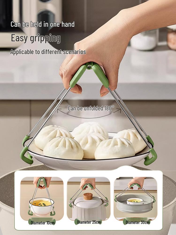 Silicone Anti-Scald Non-Slip Bowl Grip - Heat Insulation Multifunctional Kitchen Clip for Steaming, Plates, and Pots.