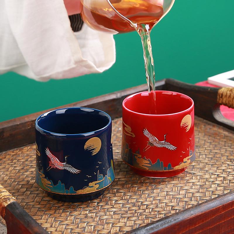 Chinese Ceramic Japanese Style Single Jade Blue Master Cup Kung Fu Tea Brewing Bowl Simple Gift Packa