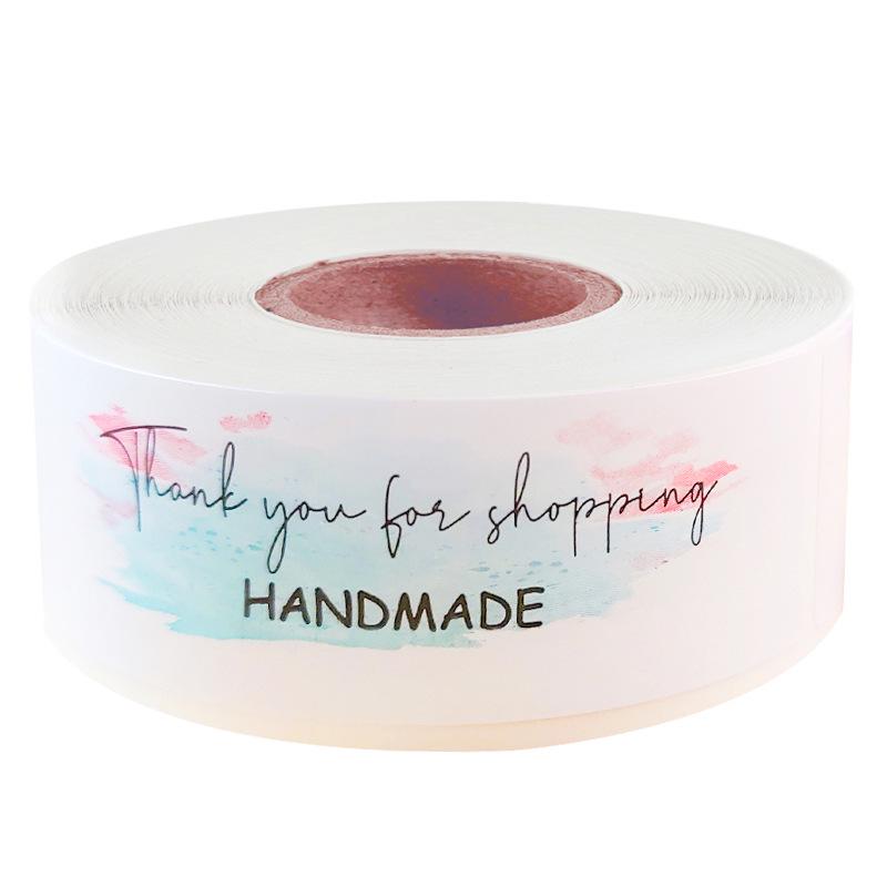 

Розовая наклейка с надписью «Спасибо за ваш заказ» для подарков и запечатывания упаковки