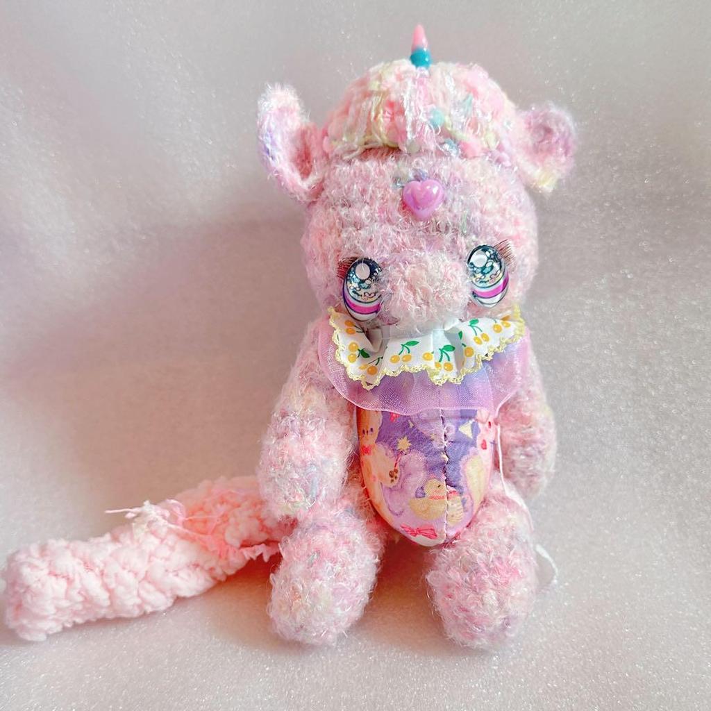 [USED] Hoppeya Artist Teddy Bear Handmade Plush Unicorn Wool