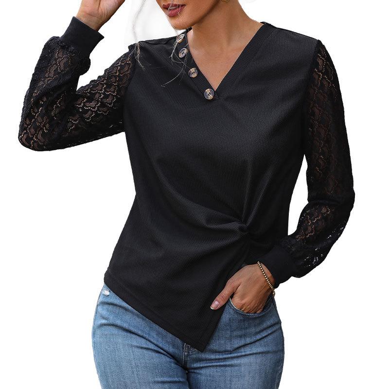 Autumn 2025 Women's European & American Fashion: Black Long-Sleeve Knit Top