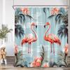 Flamingo Shower Curtain Set Pink Bird Tropical Leaf Rainforest Jungle Bathroom Decor Spring Summer Bath Mat Toilet Lid Cover