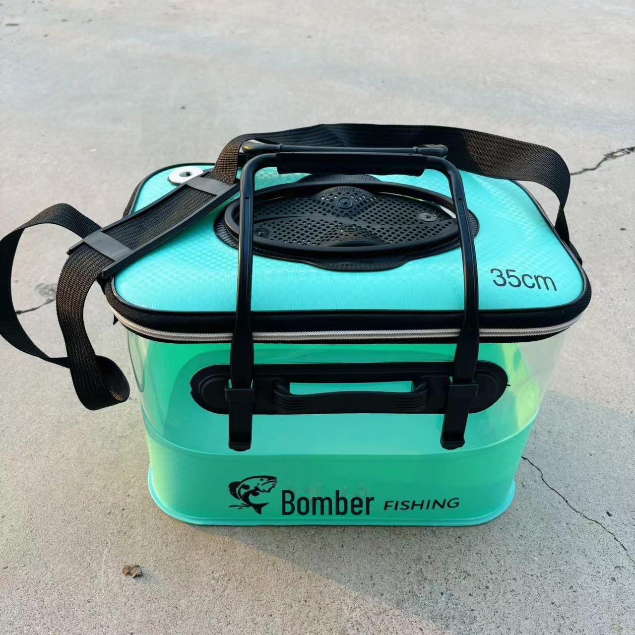 

Складное рыболовное ведро из ЭВА: Прозрачная, портативная, утолщенная конструкция для защиты живой рыбы и хранения снастей. 45x26x26 cm зелёный