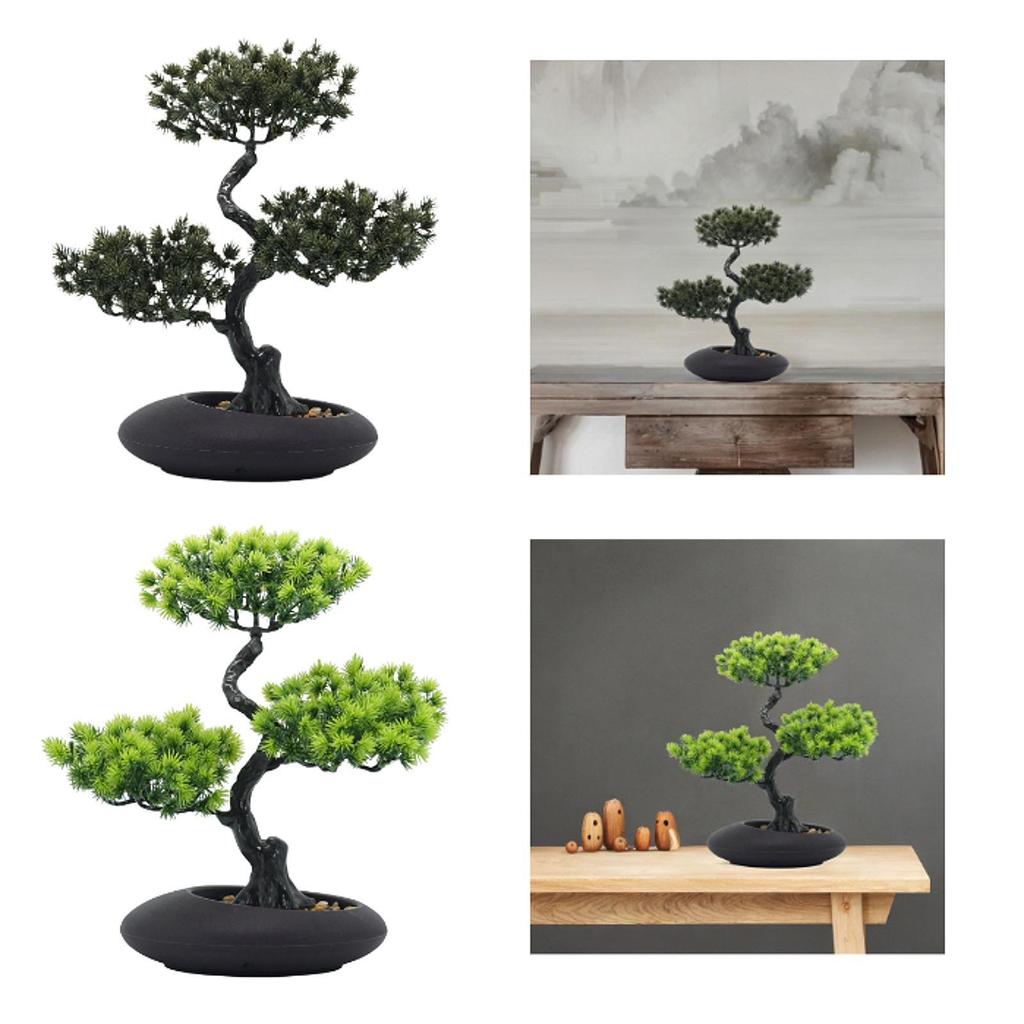 Artificial Bonsai Pine Tree 10.2x13.4inch Lightweight Tabletop Decoration PP Material for Kitchen Dining Room Versatile