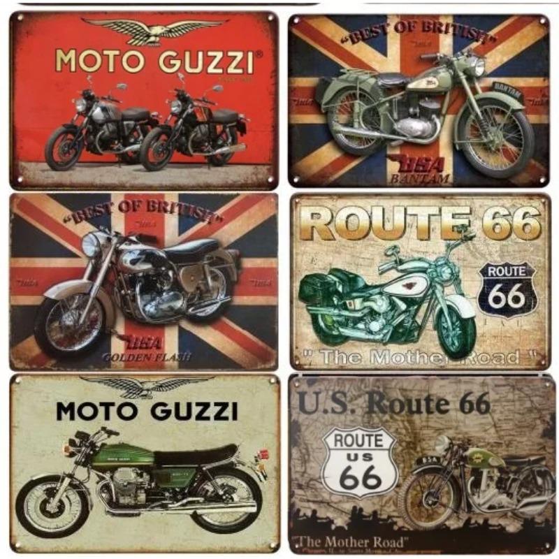 Vintage Motorcycle Guzzi Metal Sign Retro Plate Decorative Plaque Wall Decor Garage Man Cave Motor Tin Painting Wall Decor