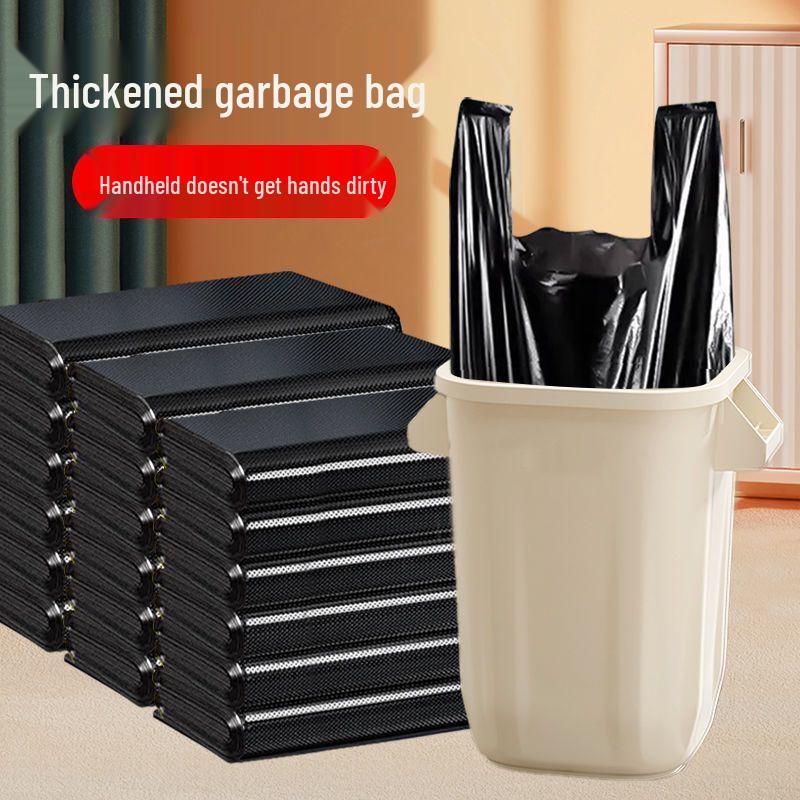 Portable Black Vest-Style Garbage Bags - 5 Rolls, Large, Thickened, with Newcomer Discount
