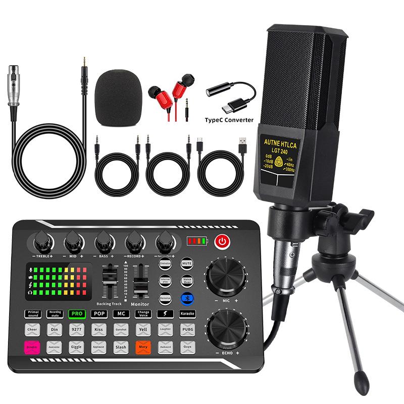 F998 Type-C Sound Card & Microphone Set for Live Broadcasts and Podcasts