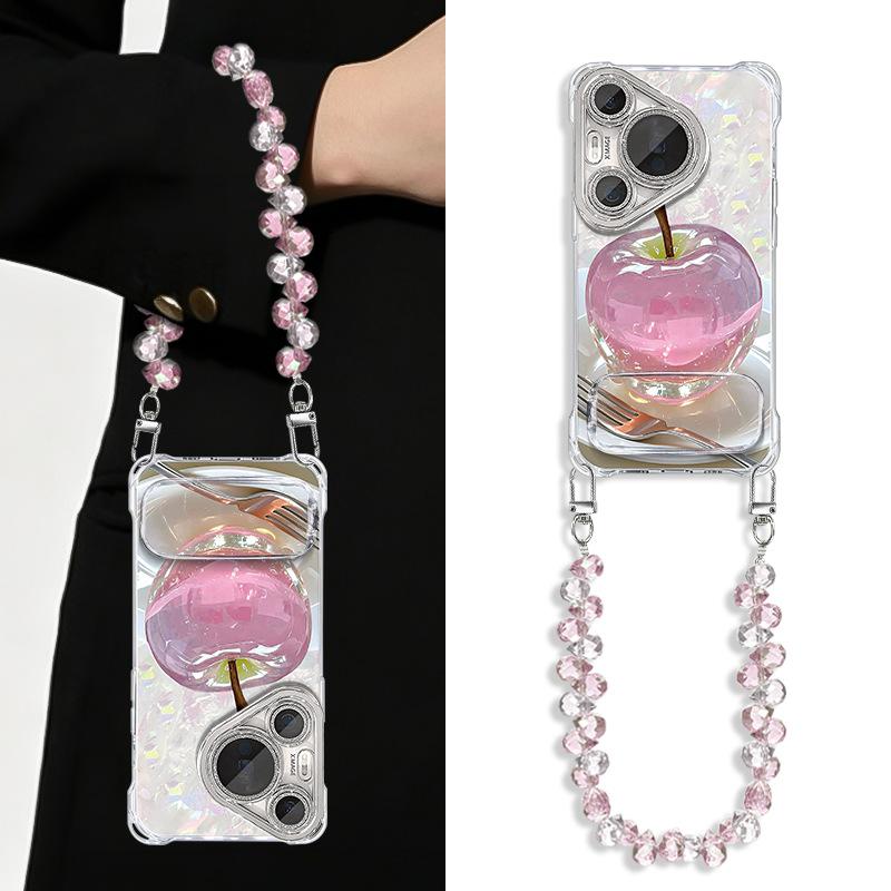 Pink Apple is suitable for Huawei P80 mobile phone case P90Pro new P70 lanyard p60 shell pattern p50 mirror bracket