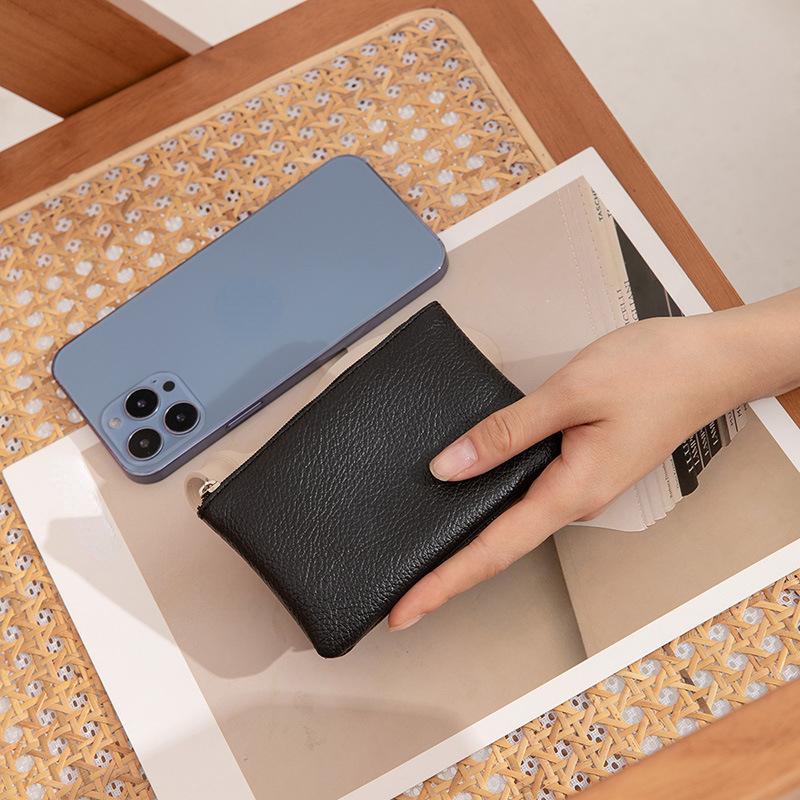 Unisex New Zipper Wallet Ultrathin Leather Coin Purse Solid Color Short Card Coin Key Storage Bag Women Men Wallet Clutch Bag