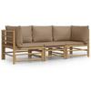 Vidaxl 3-Cz. Garden Furniture Set, Taupe Colored Cushions, Bamboo
