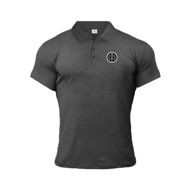 Muscleguys Summer Men's Handsome Polo T-Shirts Cotton Fitness Tops Printed Short Sleeve Korean Casual
