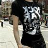 VAYLA Letters Print Gothic Kpop T-shirts Women Tops Vintage Y2K Fashion Tees Shirts Streetwear Rock Cheap Clothes Woman Pink Tshirts
