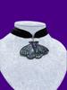 Y2K subculture, gothic style retro black moth, velvet necklace collar, Halloween necklace.