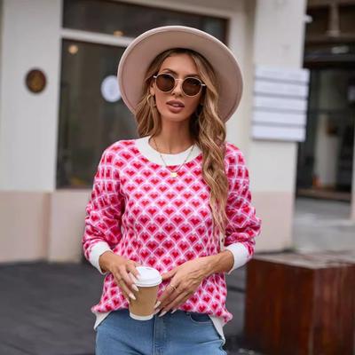 Winter Damenpullover Valentinstag Rundhals Pullover Große Größe Kleiner Pfirsichherz-Pullover