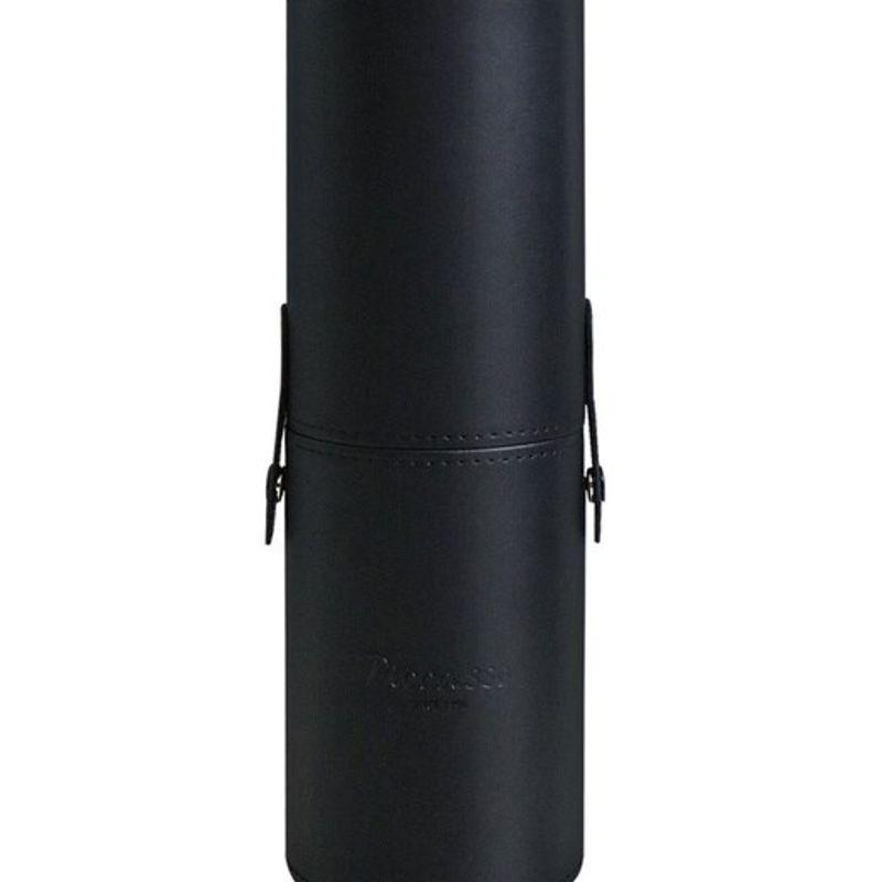 Премиальный кожаный чехол-цилиндр для кистей черный Black