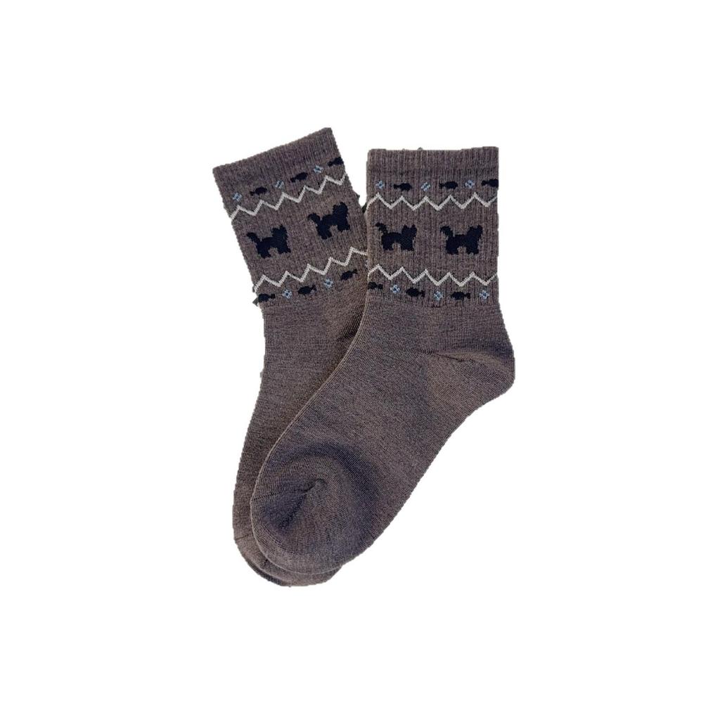 Women's Retro Fair Isle Mid-Calf Slouch Socks: Warm Ethnic Style for Autumn & Winter