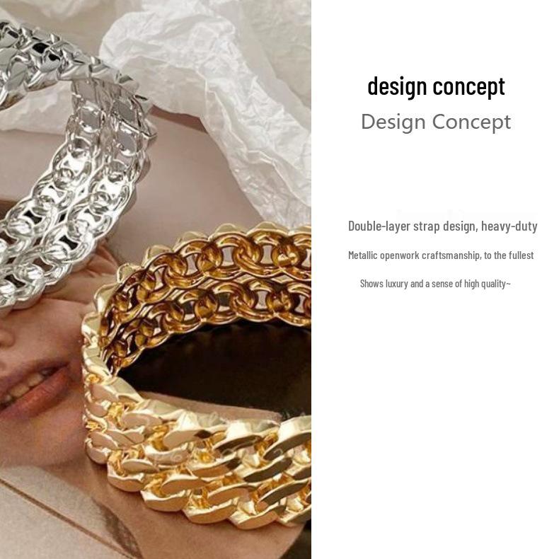 Women's Double-Layer Strap Bracelet: Light Luxury Exquisite Fashion Armlet in Cold Style