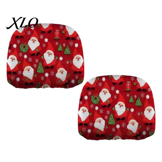 Festive Vehicle Seat Accessories 2Pcs Santa Car Headrest Covers, Christmas Printed Pillow Cases, Universal Fit Travel Decorations for Most Vehicles,