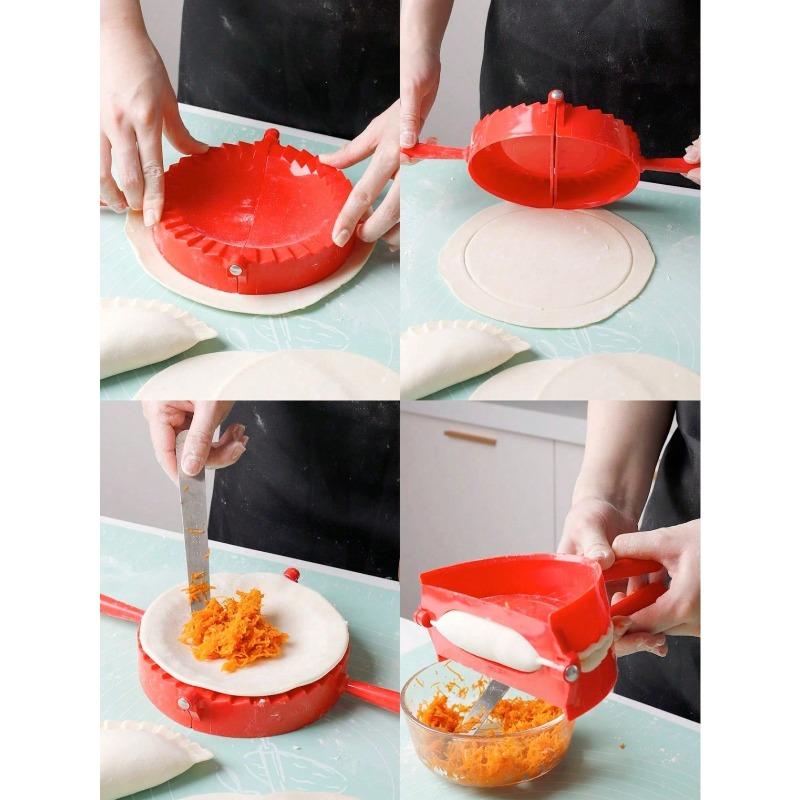 1pc Red Plastic Dumpling Mold, Pastry Pressure Mold, Suitable For Baking Tools