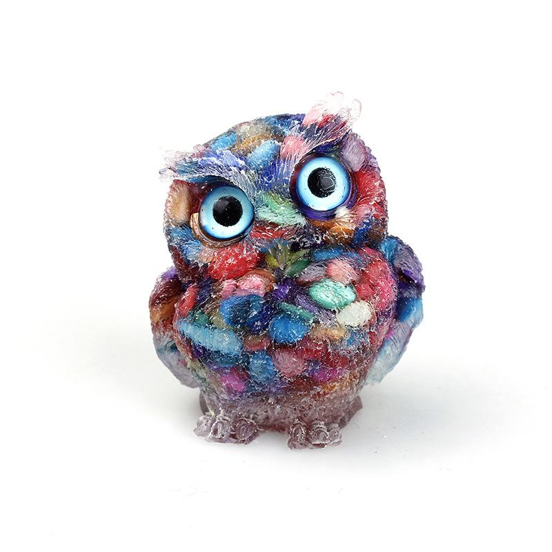 1PCS Natural Crystal Stone Gravel Owl Animal Crafts Hand Made Small Figurines DIY Resin Table Decor Home Decor Collect Gifts
