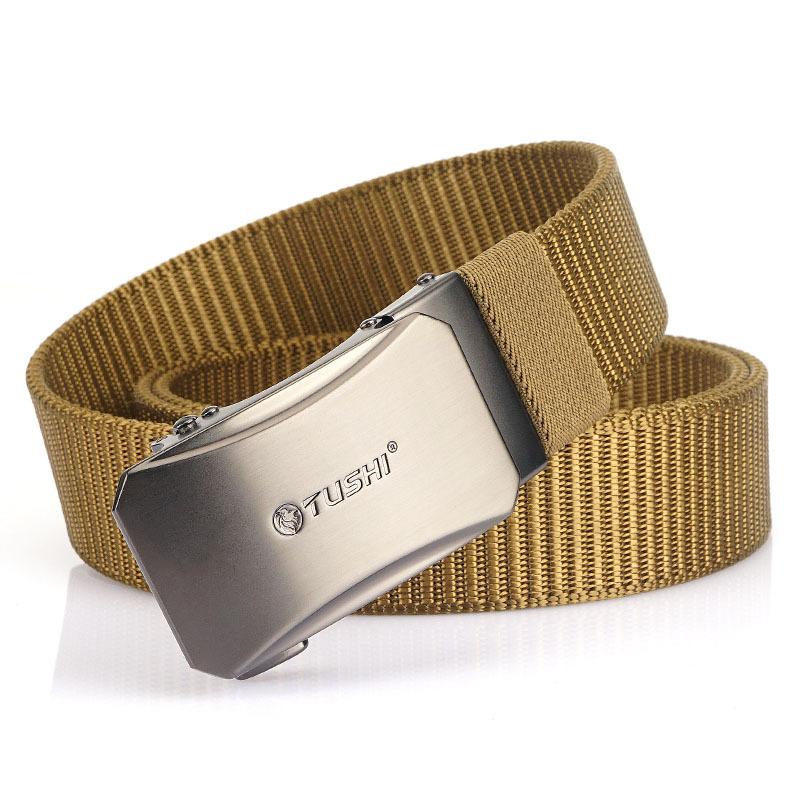 New Men'S Commuting Belt With Automatic Buckle Nylon Waistband, Outdoor Leisure Versatile Double-Layer Thick Belt