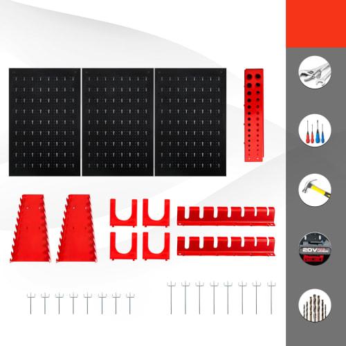 Perforated board, punching board, steel tool storage case, wall-mounted storage case, tool storage, small item storage, toolbox, factory, workshop, ga