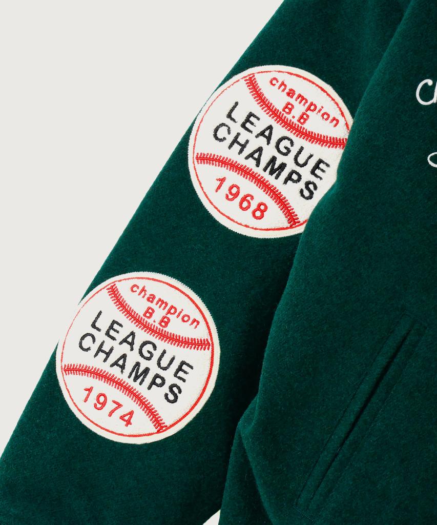 Champion C Logo Award Varsity Jacket Dark Green