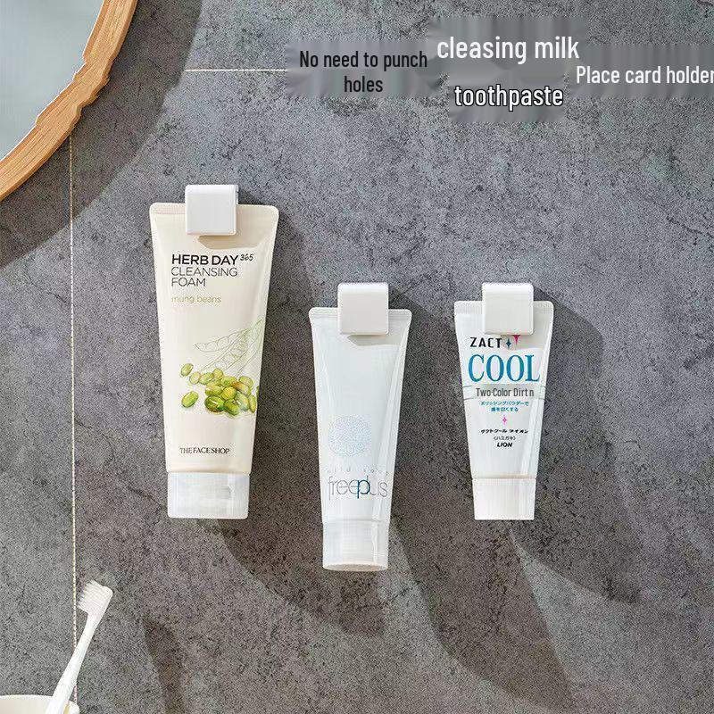 Punch-Free Wall-Mounted Toothpaste & Facial Cleanser Holder
