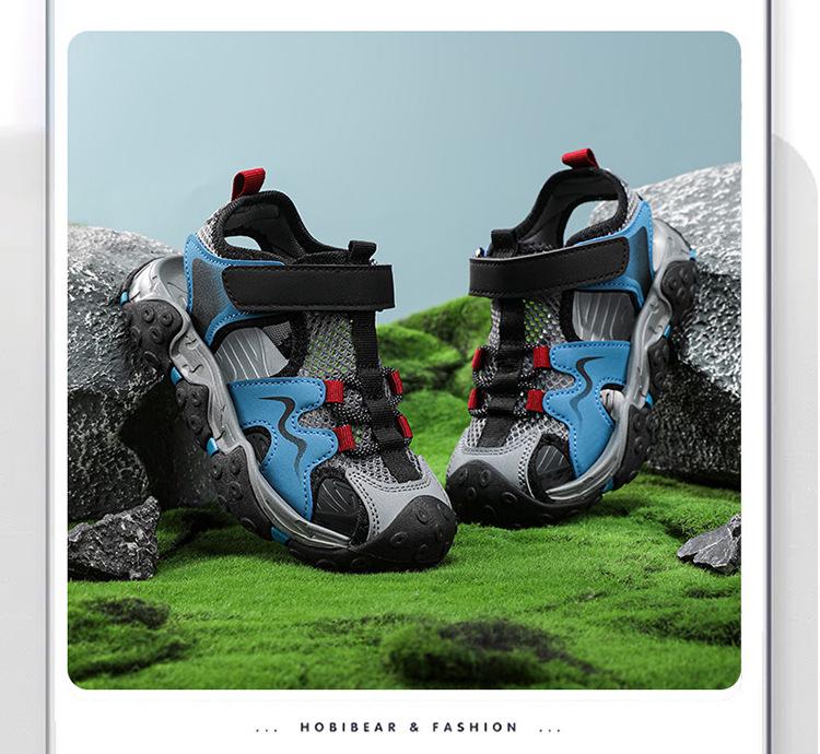 Boys' Summer 2026 Breathable Non-Slip Closed-Toe Sports Sandals with Soft Soles