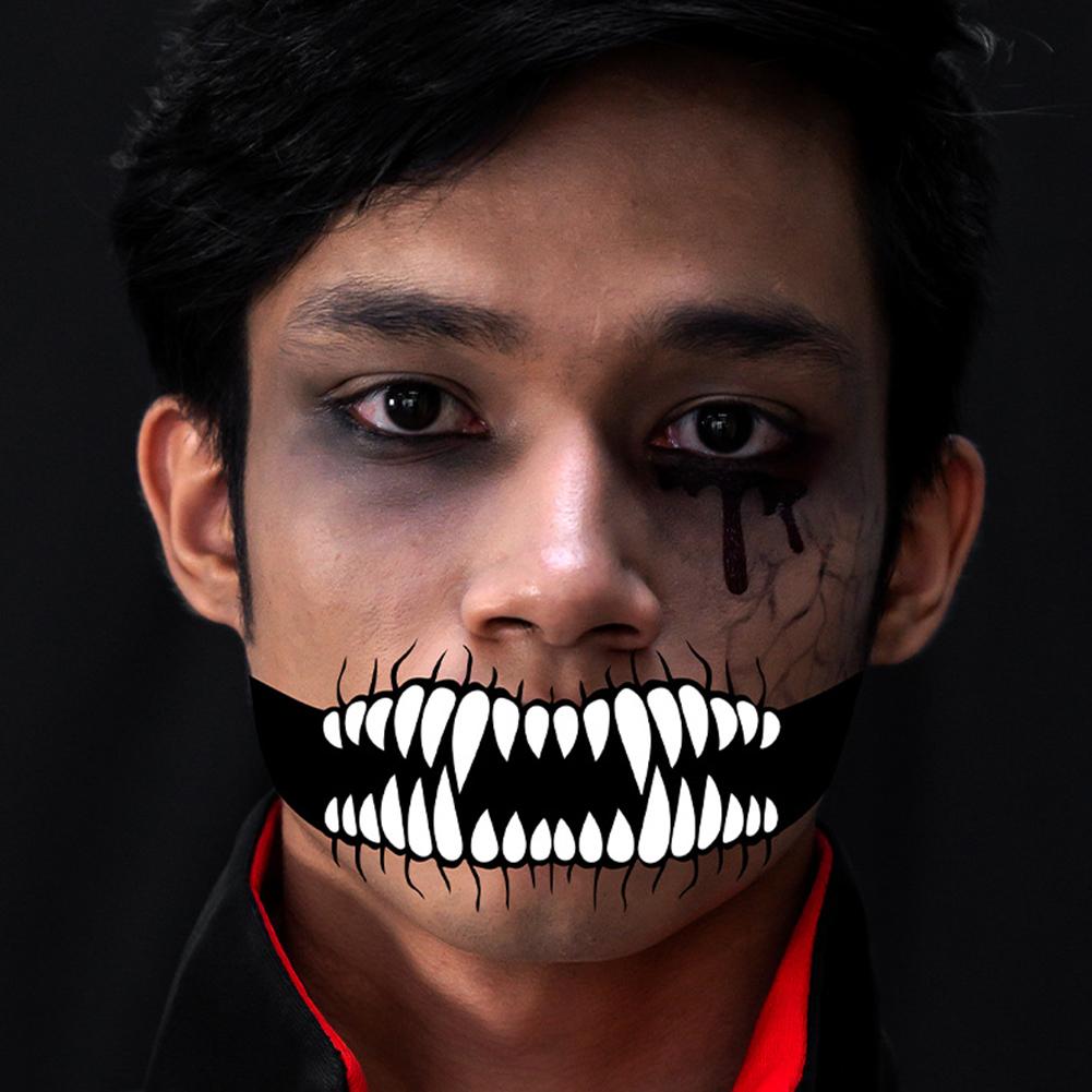 Mexico Halloween Large Mouth Face Tattoo Stickers Holiday Temporary Spookys Horror Mouth Spookys Look Stickers for Cosplay Part