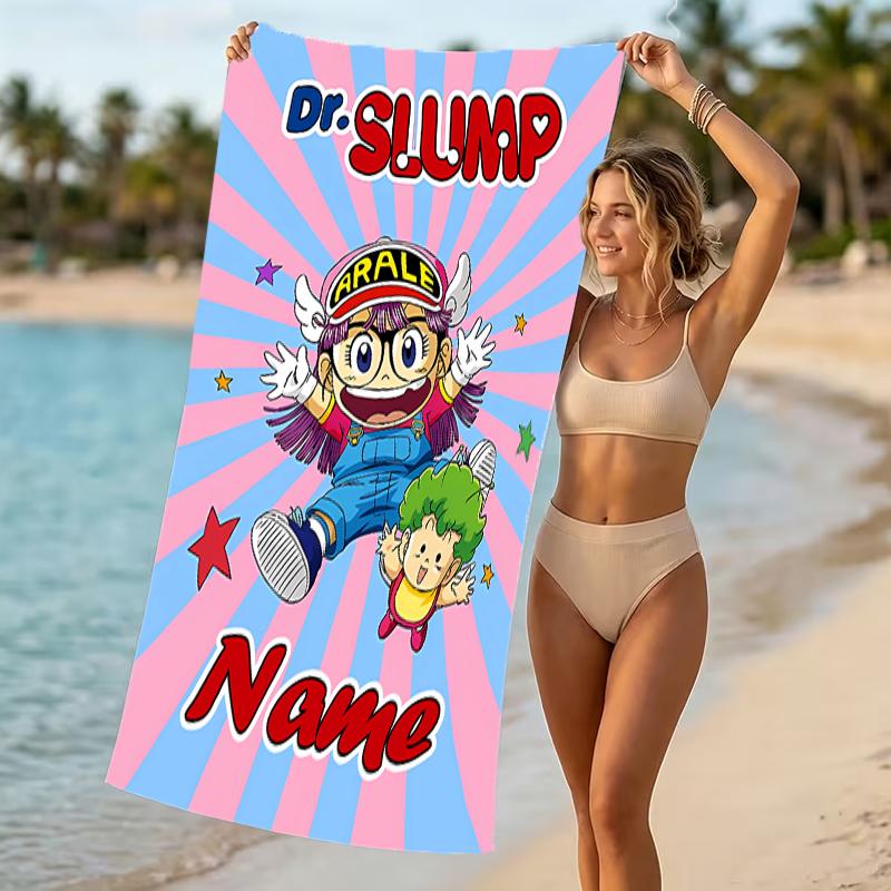 Customizable personalized beach towels Arale Norimaki themed designs.Suitable for the beach, yoga, sports;ideal as beach accessories