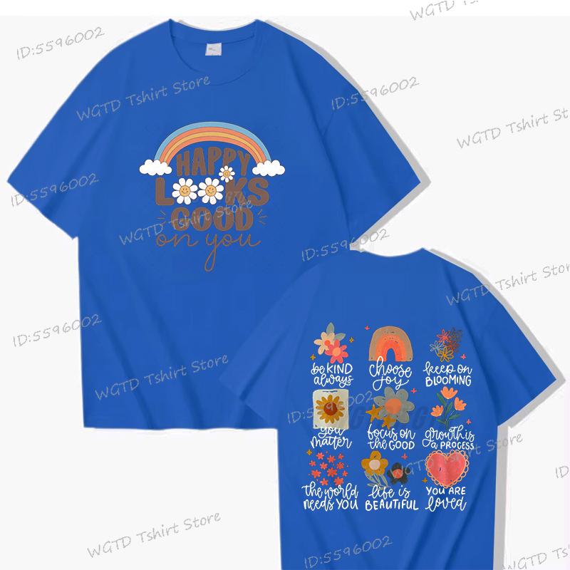 Be Kind Always Shirt Inspirational Quotes Gift for Women Happy Looks Good on You Summer Tops Tees Positive Quotes Woman T-shirts