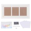 Baby Handprint Footprint Kit White Frame Black Ordinary Ink 3 Grids DIY Rustic Style Pine Hand Footprint Kit for