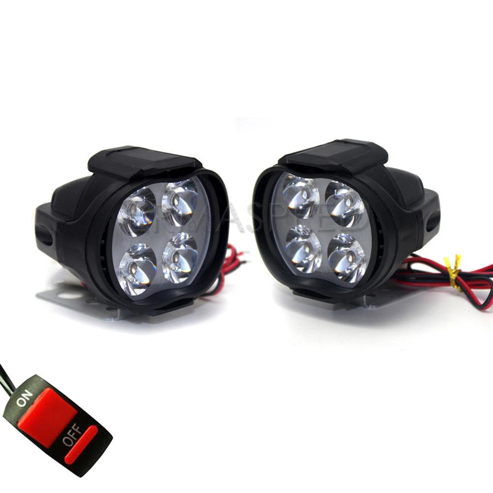 LED-Motorrad-Scheinwerfer, Nebelscheinwerfer mit Ein-/Ausschalter, 12 V, 6500 K, Scheinwerfer für Motorräder, Straßenmotorräder, Offroad-Scooter