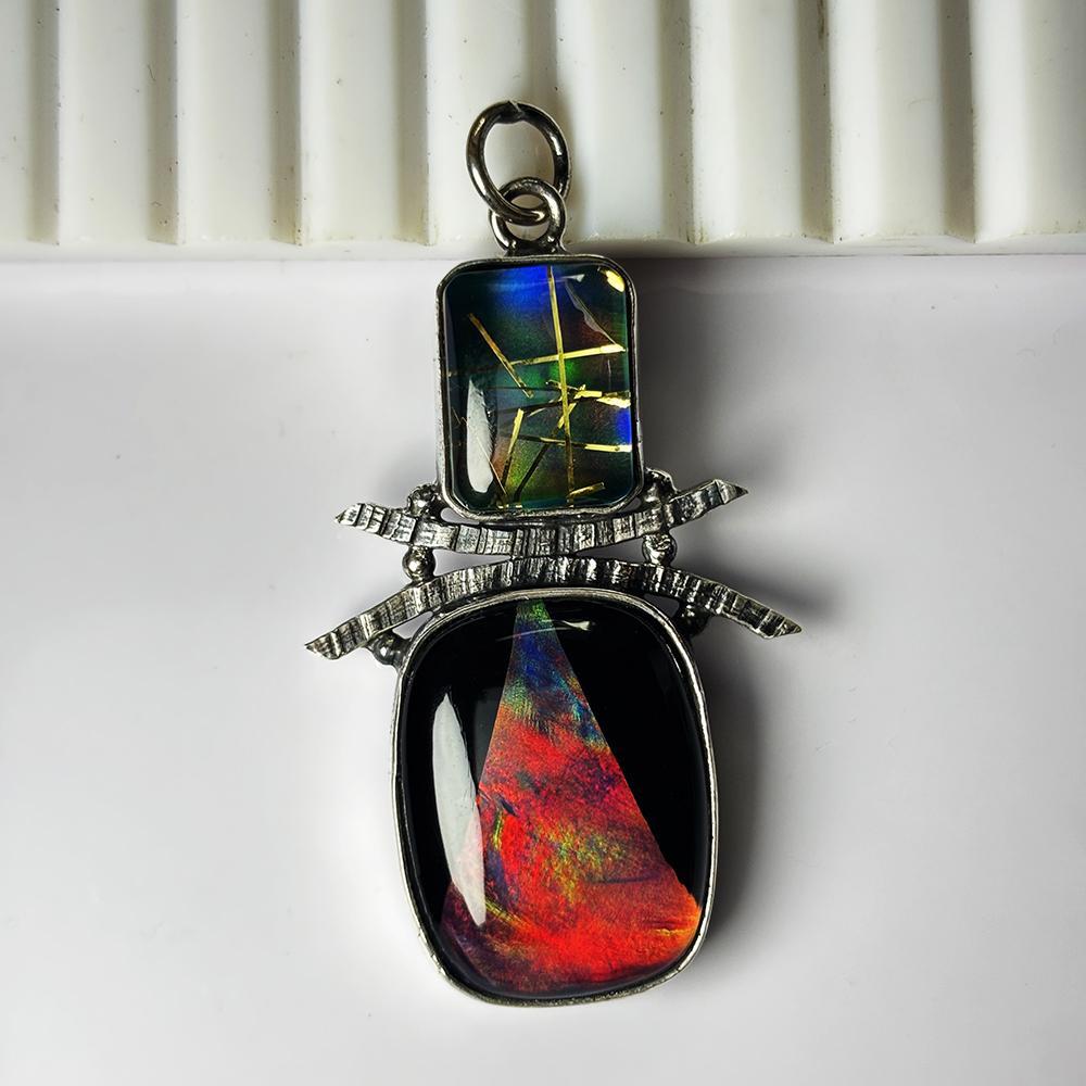 47 Ct Natural Opal Emerald-Cushion Cut Certified 925 Sterling Silver Pendant