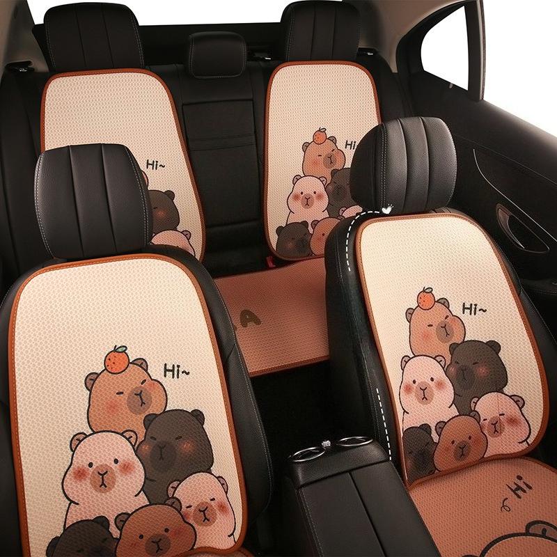 Cute Capybara Cartoon Hydrochoerus Universal Car Seat Cover Breathable Comfortable Cushion for Vehicle Seat Protection