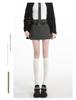 Plus Size Gray Woolen High Waist A-line Skirt for Spring/Autumn
