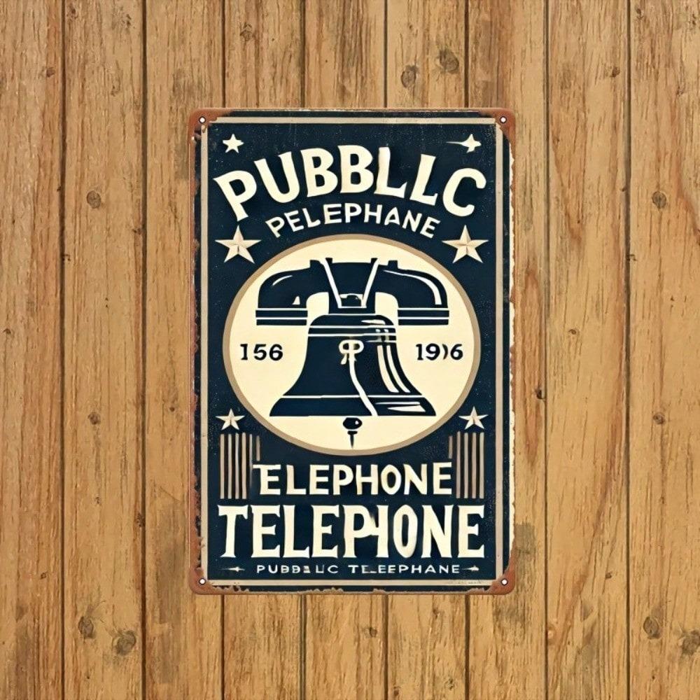 Telefon-Logo Metallblechschild Retro Wanddeko Rustikales Bar Café Garage
