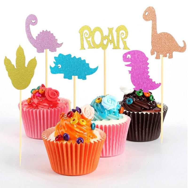 

24PCS Dinosaur Cupcake Toppers Cupcake Picks Dino Theme Cake Decorations for Baby Shower Kids Boy Birthday Party Supplies